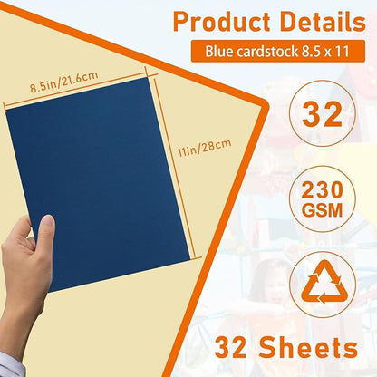 Guakicae 32 Sheets Navy Blue Cardstock 8.5 x 11 Craft Paper, 80lb Heavyweight Paper Card Stock for DIY Card Making, Wedding Invitations, Thanksgiving Cards, menus