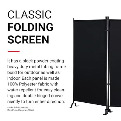 Proman Products - Galaxy Section Divider, Water Repellent Fabric Room Divider with Black Powder Coated Metal Frame for Indoors or Outdoors (Black)
