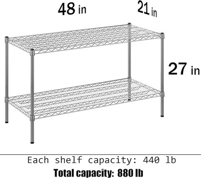 Regal Altair 21" Deep x 48" Wide x 27" Height Wire Shelving Kit | 2-Tier | NSF Commercial Storage Rack Unit