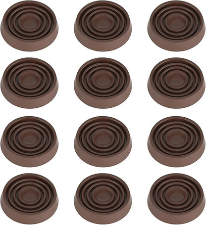 Furniture Coasters, 1.5X1.5 Rubber Caster Cups Non Slip Furniture Pads Non Skid Furnitures Grippers Anti Slide Floor Protector for Bed Couch Table Chair Stoppers (Brown, 12 Pack)