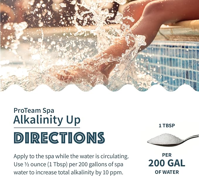 ProTeam Spa Alkalinity Increaser for Hot Tub to Keep Alkalinity Up for hot tub spa - with SplashWiz Spa & Hot Tub Chemicals Care Guide e-Book - Made in USA (1lb)