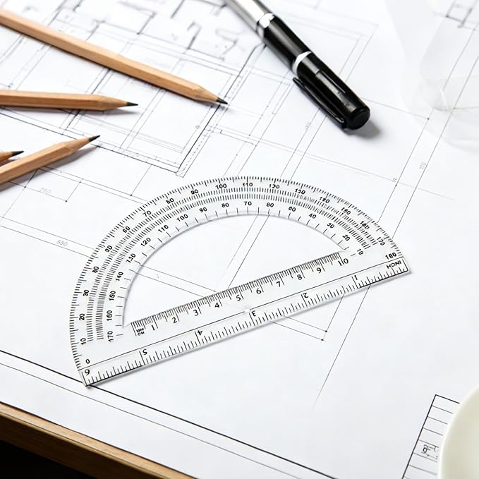 CertBuy 48 Pack Clear Protractor 6 Inch, Plastic Protractor Math Protractors 180 Degrees for Angle Measurement, Protractor for Geometry,Student Math Protractor Ruler for Drawing Geometry Classroom