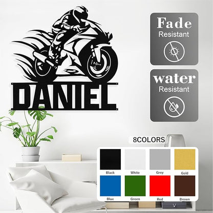 Custom Motorcycle Metal Signs Personalized Dirt Biker Name Sign Custom Garage Decor Motorbikes Wall Art Decor Motorcycle Sign Men Room Decorate Gifts for Men Husband Rider