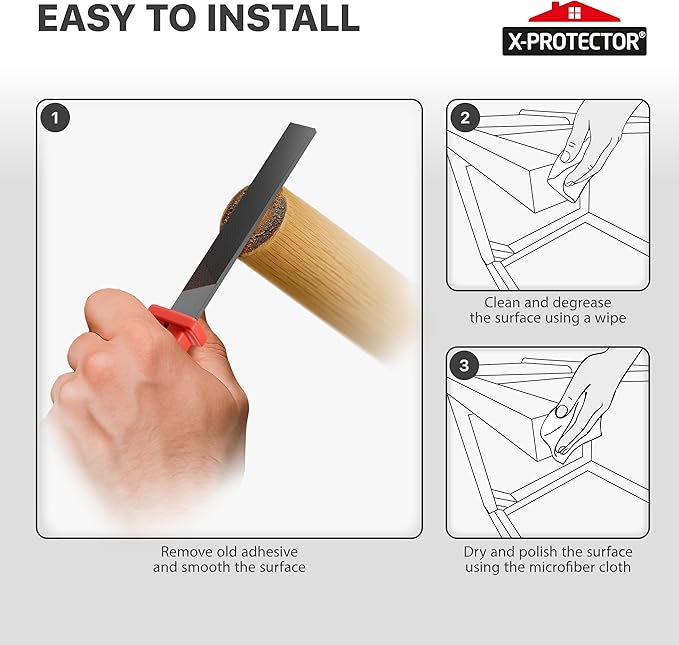 X-Protector Furniture Pads Preparation Set - Includes Metal File, Microfiber Cloth & 20 Cleaning Wipes - Furniture Surface Prep Kit for Easy Installation of Furniture Pads!
