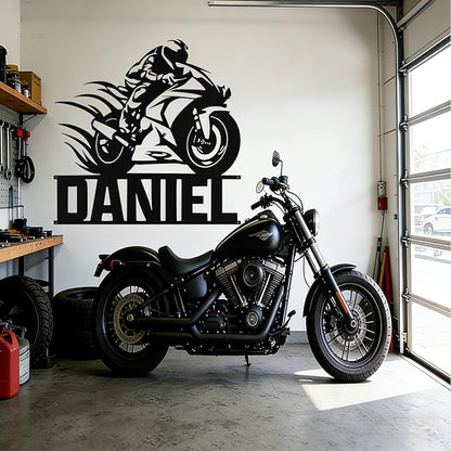 Custom Motorcycle Metal Signs Personalized Dirt Biker Name Sign Custom Garage Decor Motorbikes Wall Art Decor Motorcycle Sign Men Room Decorate Gifts for Men Husband Rider