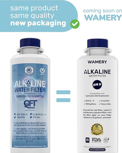 Wamery Alkaline Refrigerator Water Filter Replacement - Model DA29-00020B (HAF-CIN/EXP), 6-Month/300-Gallon, Twist-In Tool-Free Install, IAPMO to NSF/ANSI 42, 1 Pack
