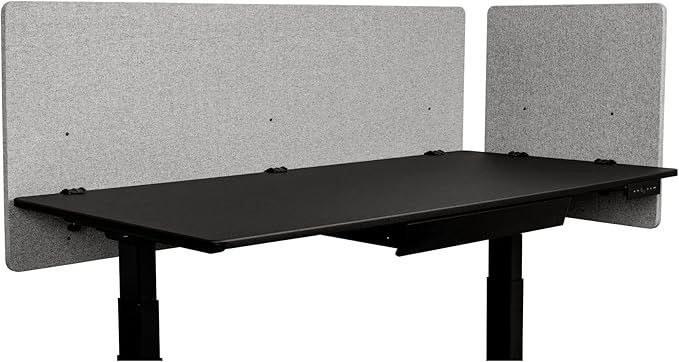 Stand Up Desk Store ReFocus Clamp-on Acoustic Desk Divider Privacy Panel That Reduces Noise and Visual Distractions (Cool Gray, 59" X 23.6")