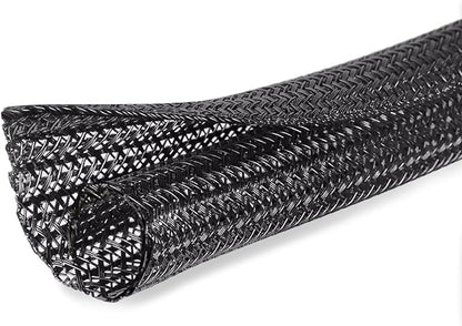 Moxita 10ft - 3/4 inch Cable Protector Sleeve Split Wire Loom Tubing for Power, Audio, USB, Cord Management for TV, Computer, Protection from Pets Chewing, Black