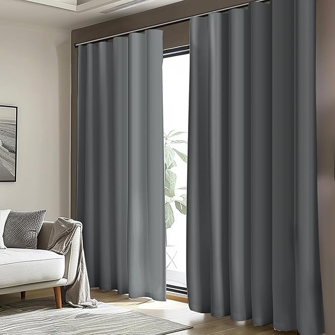 Cbsroro Room Divider Blackout Curtain Track Curtains Wall Dividers Panels Screen for Living Rooms Bedroom Office Privacy Partition Separation, W120 × L84 Inch,1 Panel, Light Grey