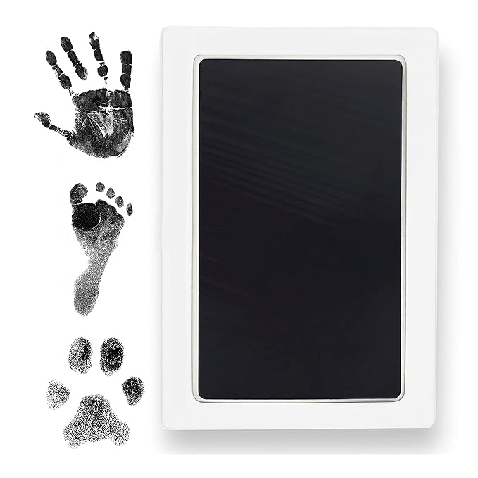 Large Clean Touch Ink Pad for Baby Handprints and Footprints – Inkless Infant Hand & Foot Stamp – Safe for Babies, Doesn’t Touch Skin – Perfect Family Memory or Gift, Black Print Kit by Tiny Gifts