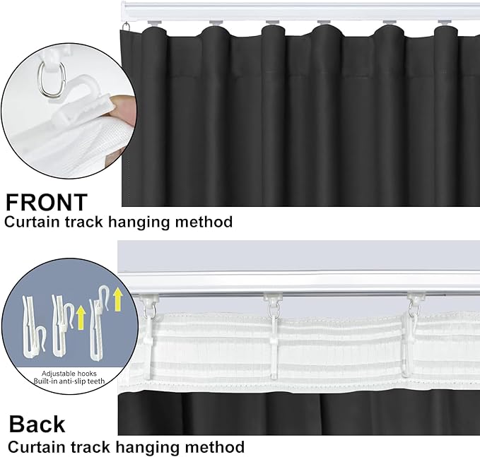 Cbsroro Room Divider Blackout Curtain Track Curtains Wall Dividers Panels Screen for Living Rooms Bedroom Office Privacy Partition Separation, W120 × L120 Inch,1 Panel, Black