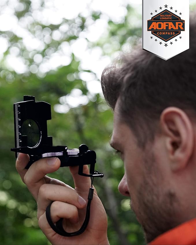 AOFAR AF-4074 Military Compass for Hiking,Lensatic Sighting Waterproof,Durable,Inclinometer for Camping,Boy Scount,Geology Activities Boating