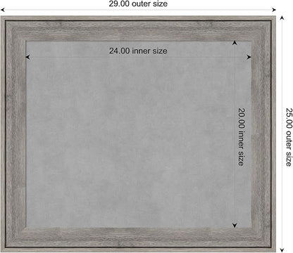 Amanti Art Grey Framed Magnetic Board 25x29 Medium Vision Board for use with Magnets, 100% Metal Sheet to Display Items as Office Decor or for Home Organization in mudroom, Kitchen or Kids Room