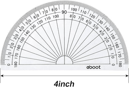 EBOOT 25 Pcs Math Protractors Plastic Protractor 180 Degrees, 4 Inches (Clear)