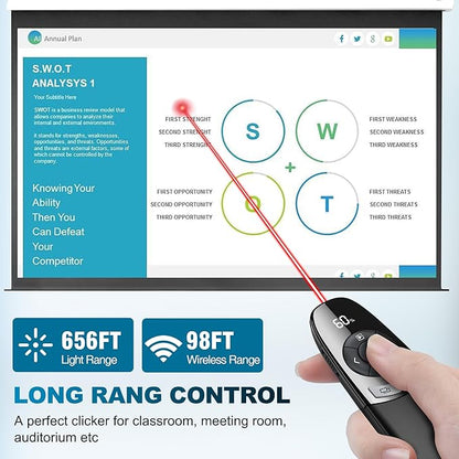 Wireless Presentation Clicker with Red Laser Pointer and Battery & Timer Display, Powerpoint Clicker for Mac Windows Keynote Google, Presenter Remote PPT Remote for Powerpoint Presentations