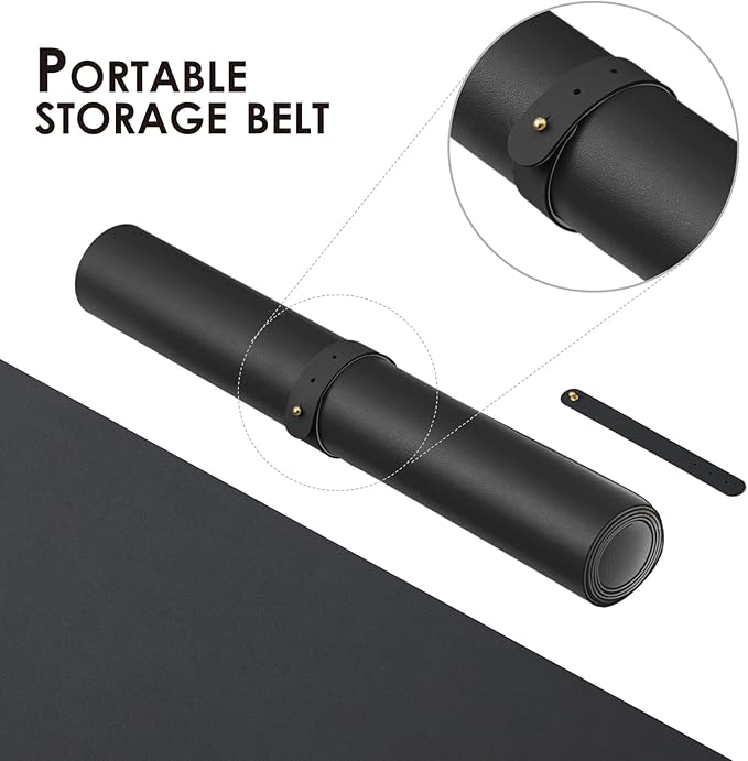 HOMIEAZICOZI Leather Desk Mat - Non-Slip PU Desk Pad for Office and Home - Desk Organization and Accessories - Ideal for Large Mouse Pad and Desk Mats on Top of Desks (Black,36''x 17'') (DPD-B-L)