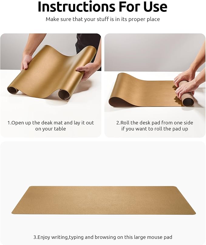 YSAGi Leather Desk Protector, Office Mat, Large Mouse Mat, Non-Slip PU Leather Blotter, Laptop Desk Pad, Waterproof Writing Pad for Office and Home (Bronze, 23.6" x 13.8")