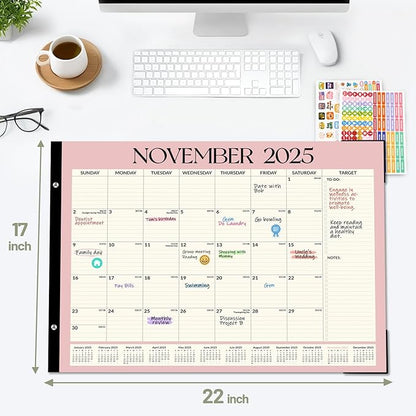 Forvencer 22" x 17" Large Desk Calendar 2026, 20 Months Calendar Runs from November 2025 to June 2027, 2026 Desk Calendar Monthly Planner with Plastic Cover for Home School Office, Green