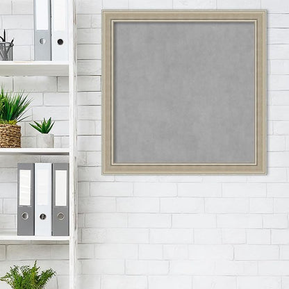 Amanti Art Silver Framed Magnetic Board 28x28 Medium Vision Board for use with Magnets, 100% Metal Sheet to Display Items as Office Decor or for Home Organization in mudroom, Kitchen or Kids Room