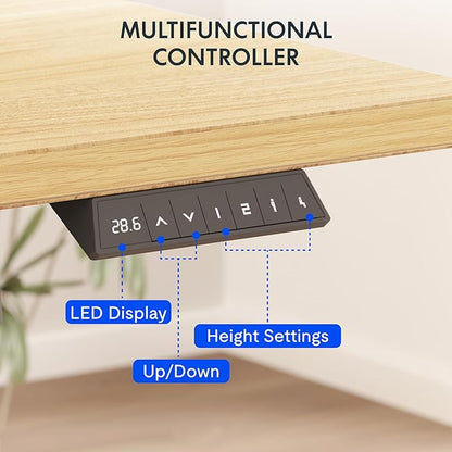 FLEXISPOT EN2 Whole-Piece Standing Desk with Clamp Power Strip, 48 x 24'' Electric Stand Up Height Adjustable Desk with Cable Management (Black Frame + 48" Maple Desktop, 2 Packages)