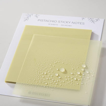 DiverseBee 50 Sheets Pastel Transparent Sticky Notes, 3x3” Clear Sticky Tabs, Translucent Page Flags Book Markers Stickers, Planner Accessories, Bible Journaling Study School Supplies (Pistachio)