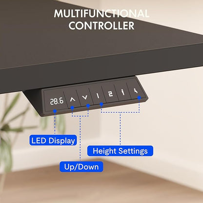 FLEXISPOT EN2 Whole-Piece Standing Desk with Clamp Power Strip, 40 x 24'' Electric Stand Up Height Adjustable Desk with Cable Management (Black Frame + 40" Black Top)