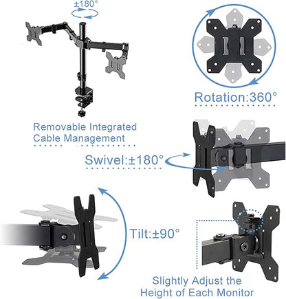Rocelco 40" Large Height Adjustable Standing Desk Converter with Dual Monitor Mount BUNDLE - Quick Sit Stand Up Computer Workstation Riser - Retractable Keyboard Tray - Black (R DADRB-40-DM2)