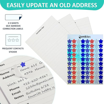 Comkiso Address Book with Individual Alphabetical Tabs Laminated, Large Print Address Book with 468 Wide Lining Entry Spaces, Change of Address Labels, Hardcover Address Book 5.7 x 8.5" - Aquamarine