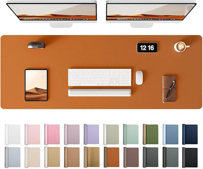 YSAGi Leather Desk Protector, Office Mat, Large Mouse Mat, Non-Slip PU Leather Blotter, Laptop Desk Pad, Waterproof Writing Pad for Office and Home (Brown, 47" x 17")
