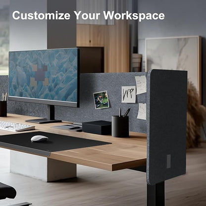 ERGO COLLECT Desk Privacy Panel,2PCS L-Shaped Clamp-On Office Desk Divider,2-in-1 Adjustable Acoustic Desktop Partition Or Under Desk Modesty Screen,for Office,Home,Felt (Grey, 39.4" x 15.7")