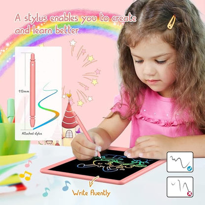BUKEBU LCD Writing Tablet Doodle Board,10.5 inch Colorful Drawing Pad,Electronic Drawing Tablet, Drawing Pads,Travel Gifts for Kids Ages 3 4 5 6 7 8 Year Old Girls Boys (Pink)