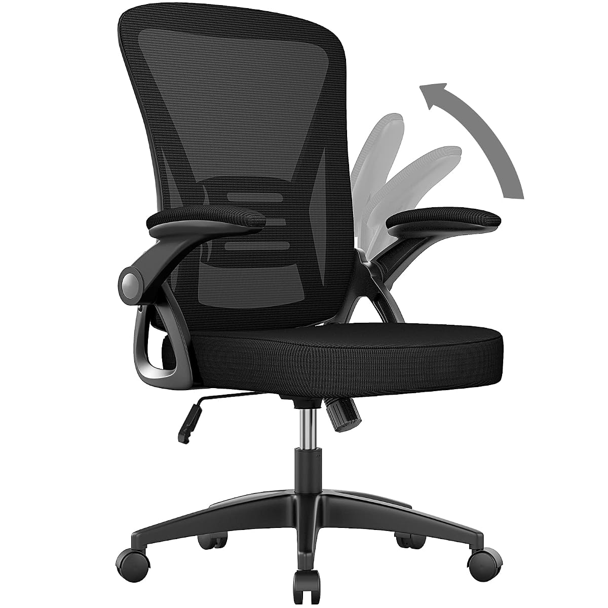 Home Office Desk Chair Mid Back with Adjustable Height Dark Black