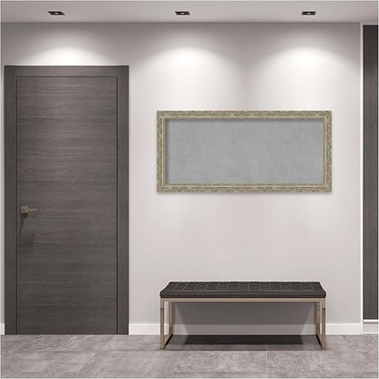 Amanti Art Silver Framed Magnetic Board 24x52 Oversize Vision Board for use with Magnets, 100% Metal Sheet to Display Items as Office Decor or for Home Organization in mudroom, Kitchen or Kids Room