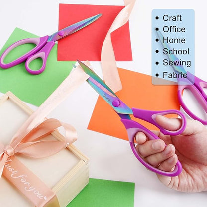 Zicolu 8.5" Scissors Bulk Set of 12-Pack, Sharp Scissors all Purpose Heavy Duty, Non-Stick and Titanium Coating Blade, Multipurpose Shears for Office Home School Sewing Fabric DIY Craft Supplies