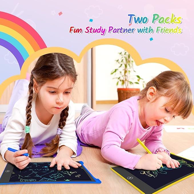 TECJOE 2 Pack LCD Writing Tablet, 10 Inch Colorful Doodle Board Drawing Tablet for Kids, Kids Travel Learning Toys Christmas Birthday Gifts for 3 4 5 6 Year Old Boys and Girls Toddlers