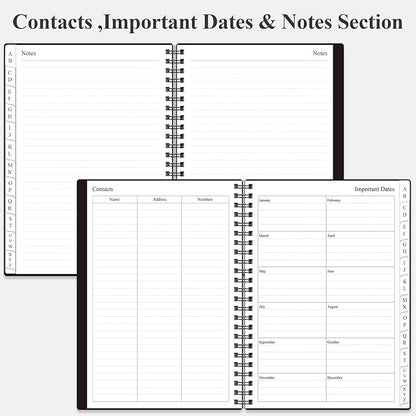 Address Book with Alphabetical Tabs - A5 Telephone & Address Book with Address Contacts, Special Date, Phone, Birthday & Internet Login Password for Home and Office, 6.2" x 8.5", Black
