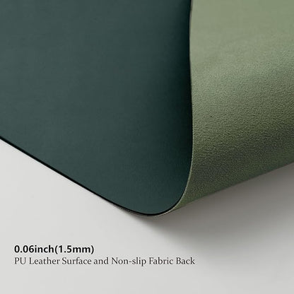 HOMIEAZICOZI Leather Desk Mat - Non-Slip PU Pad for Office and Home Organization Accessories Ideal Large Mouse Mats on Top of Desks (Dark Green,36''x 17'') (DPD-DG-L)