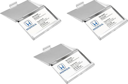 Stephanie Imports Set of 3 Slim & Minimalist Metal Business Card Holder Unisex Case (Silver Diamond Lattice)