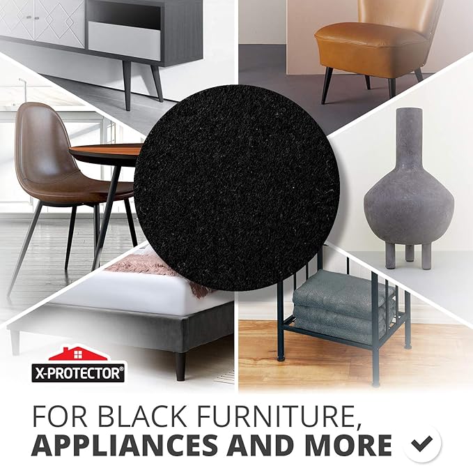 Felt Furniture Pads X-Protector - 48 PCS 1" - Premium Felt Pads Floor Protectors - Furniture Feet Wood Floors Protectors - Prevent Scratches, Annoying Noise & Protect Your Hard Surfaces! (Black)