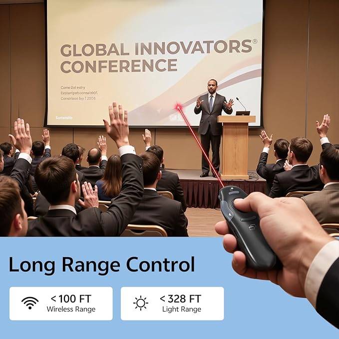 [2 Units] Presentation Clicker with 2 Cases Storage: PowerPoint Wireless Presenter Remote: USB Type C Rechargeable Red Laser Pointer Clickers Computer Project Mac PPT Slideshow Google Slide Advancer
