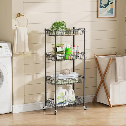 SINGAYE Shelf Closet Wire Shelving：Adjustable Metal Unit for Laundry Room Organization Bathroom Kitchen Home Storage with Wheels Pantry Rack Shelves