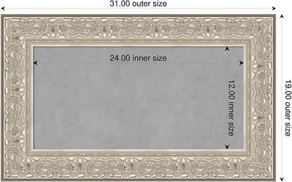 Amanti Art Silver Framed Magnetic Board 19x31 Small Vision Board for use with Magnets, 100% Metal Sheet to Display Items as Office Decor or for Home Organization in mudroom, Kitchen or Kids Room