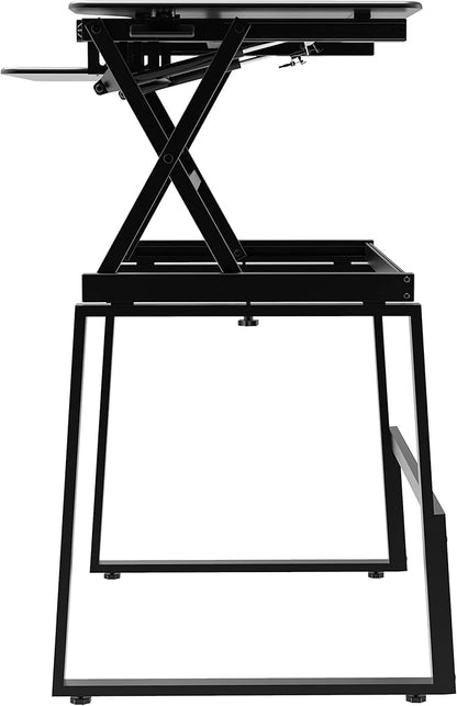 Rocelco 40" Large Height Adjustable Standing Desk BUNDLE - Quick Sit Stand Up with Floor Stand - Tall Gas Spring Assist Computer Workstation - Retractable Keyboard Tray - Black (R DADRB-40-FS2)