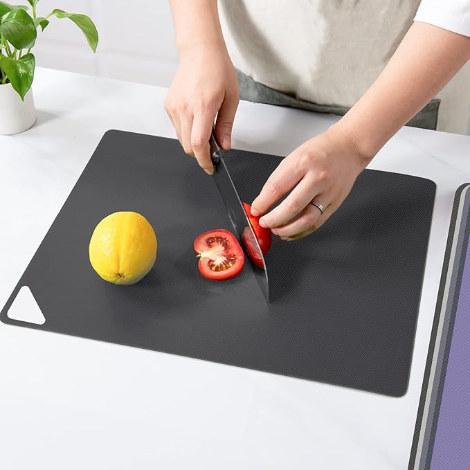 WK Flexible Plastic Cutting Boards for Kitchen, Cutting Board Mats Set of 3, Nonslip Cutting Board for Meat, Thin Cutting Sheets with Hole, Dishwasher Safe, BPA Free, 14.5x11.5"