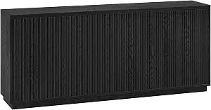 Henn&Hart 68" Fluted Modern Sideboard Buffet Cabinet, Natural Black