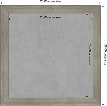 Amanti Art Grey Framed Magnetic Board 28x28 Medium Vision Board for use with Magnets, 100% Metal Sheet to Display Items as Office Decor or for Home Organization in mudroom, Kitchen or Kids Room