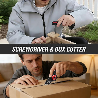 WORKPRO Folding Utility Knife, 2-in-1 Multitool Knife with Ratcheting Screwdriver, Box Cutter Quick Blade Change, EDC Heavy Duty Work Knife with Extra 10 Bit Sets and SK5 Blades