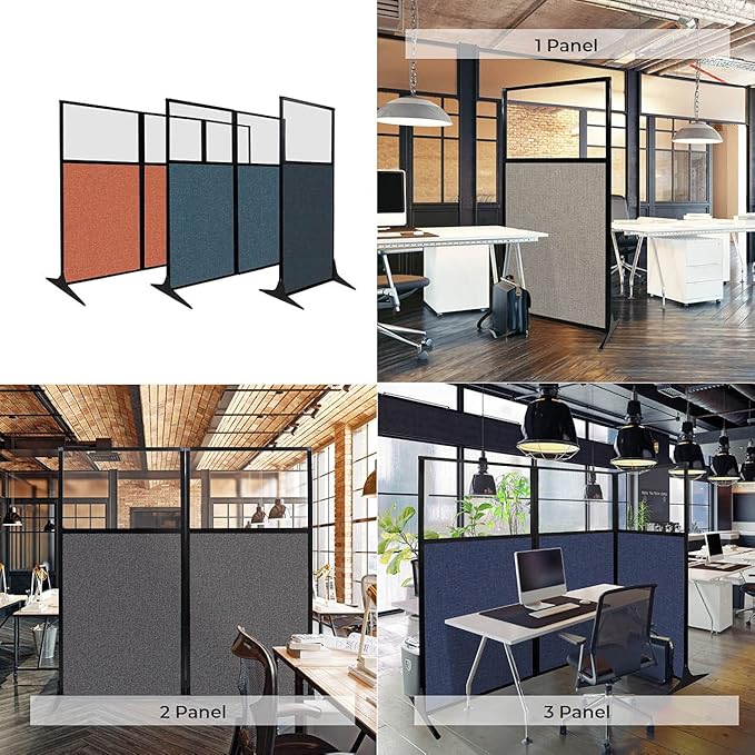 Versare Workstation Partition | Portable Wall Divider | Modern Office Cubicle | Free Standing Privacy Screen | Flexible Work Space | 33" x 70" Latte Fabric Panels