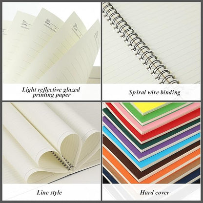 Leelosp 12 Pack Small Spiral Notebook 5 x 7 Inch Lined College Ruled Spiral Journal Wire Bound Notebook Kraft Cover, 120 Pages for Work Students Office Business (Rainbow)