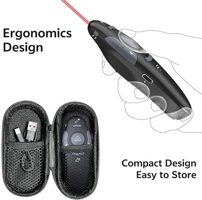 [2 Units] Presentation Clicker with 2 Cases Storage: PowerPoint Wireless Presenter Remote: USB Type C Rechargeable Red Laser Pointer Clickers Computer Project Mac PPT Slideshow Google Slide Advancer